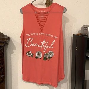 Hybrid Apparel Women’s 1X “Beautiful” Peach Floral Shirt